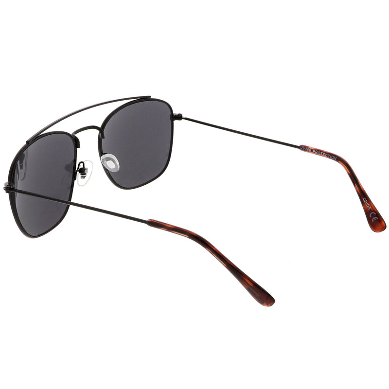 zeroUV Retro Dapper Full Metal Square Crossbar Sunglasses C356 Sunglasses White Smoke Black Smoke,Silver Smoke,Gold Green,Gold Brown