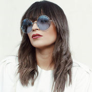 zeroUV Retro Hippie Mid Sized Round Color Lens Sunglasses 9814 Sunglasses Seashell Silver Blue,Silver Yellow,Silver Red,Silver Purple,Silver Orange,Silver Green