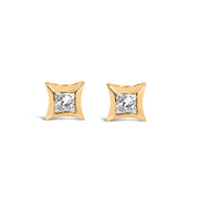 Bids.com 10K White Gold 1/5 Cttw Invisible Set Princess-Cut Diamond Stud Earrings (H-I Color, SI2-I1 Clarity) Earrings White Smoke White.Gold / 0.2,Yellow.Gold / 0.2