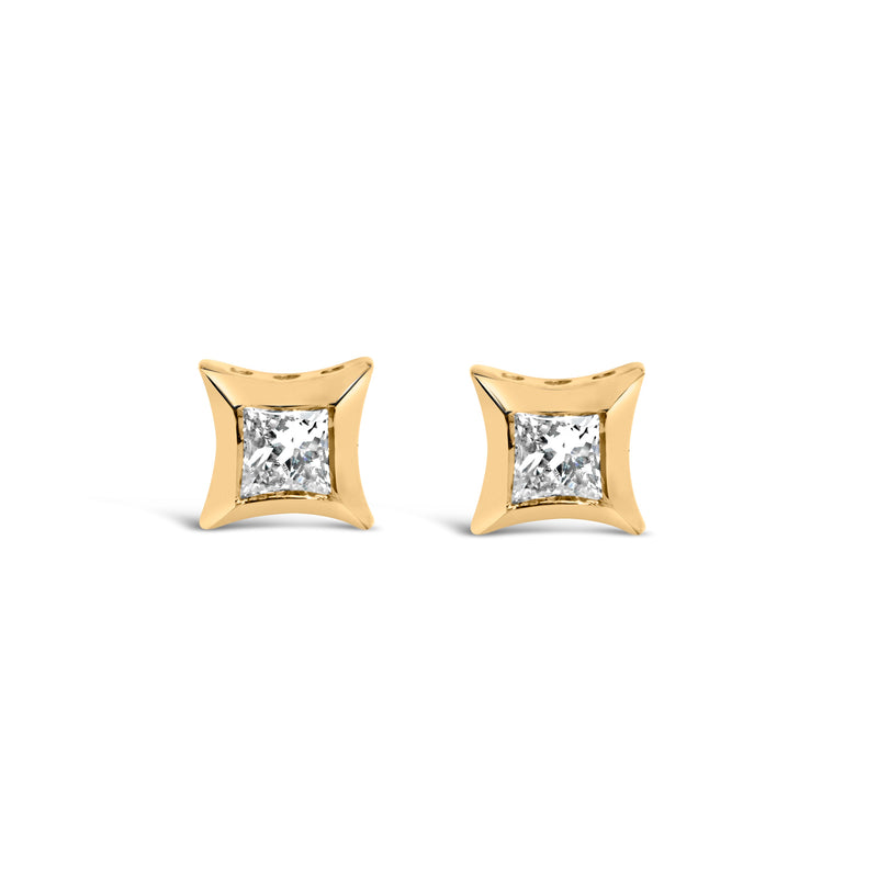 Bids.com 10K White Gold 1/5 Cttw Invisible Set Princess-Cut Diamond Stud Earrings (H-I Color, SI2-I1 Clarity) Earrings White Smoke White.Gold / 0.2,Yellow.Gold / 0.2