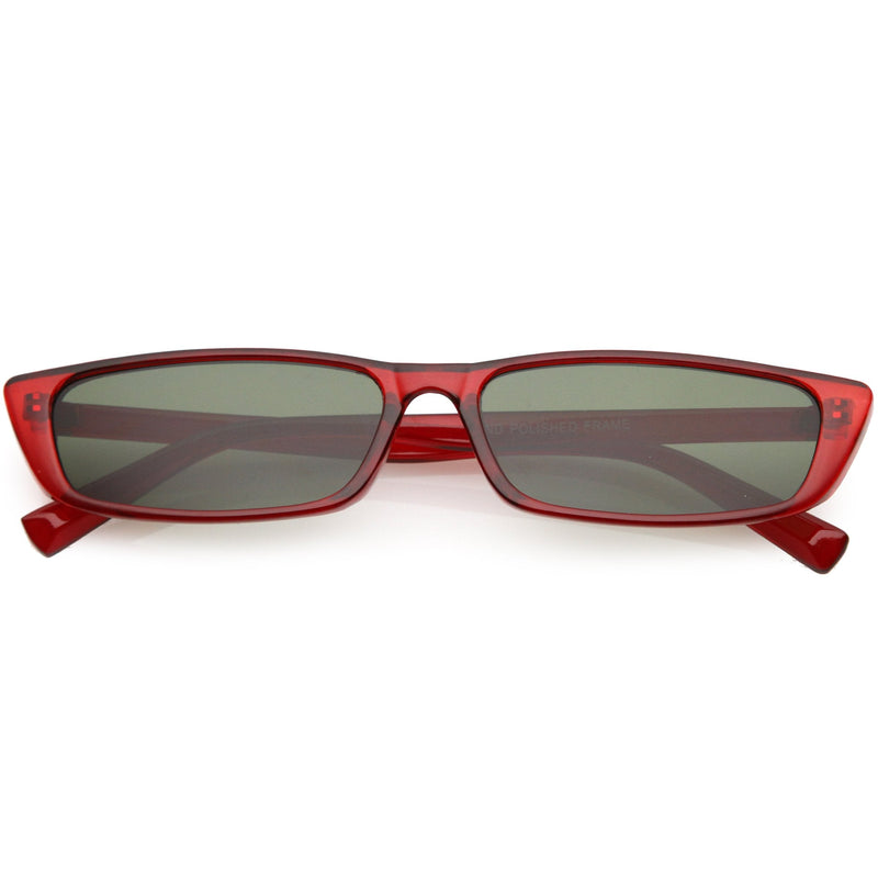 zeroUV Retro Slim Flat Top Narrow 1990's Sunglasses C671 Sunglasses White Smoke Shiny Red Green