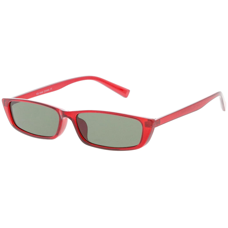 zeroUV Retro Slim Flat Top Narrow 1990's Sunglasses C671 Sunglasses White Smoke Shiny Black Smoke,Matte Black Smoke,Shiny Red Green