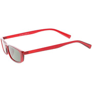 zeroUV Retro Slim Flat Top Narrow 1990's Sunglasses C671 Sunglasses White Smoke Shiny Black Smoke,Matte Black Smoke,Shiny Red Green