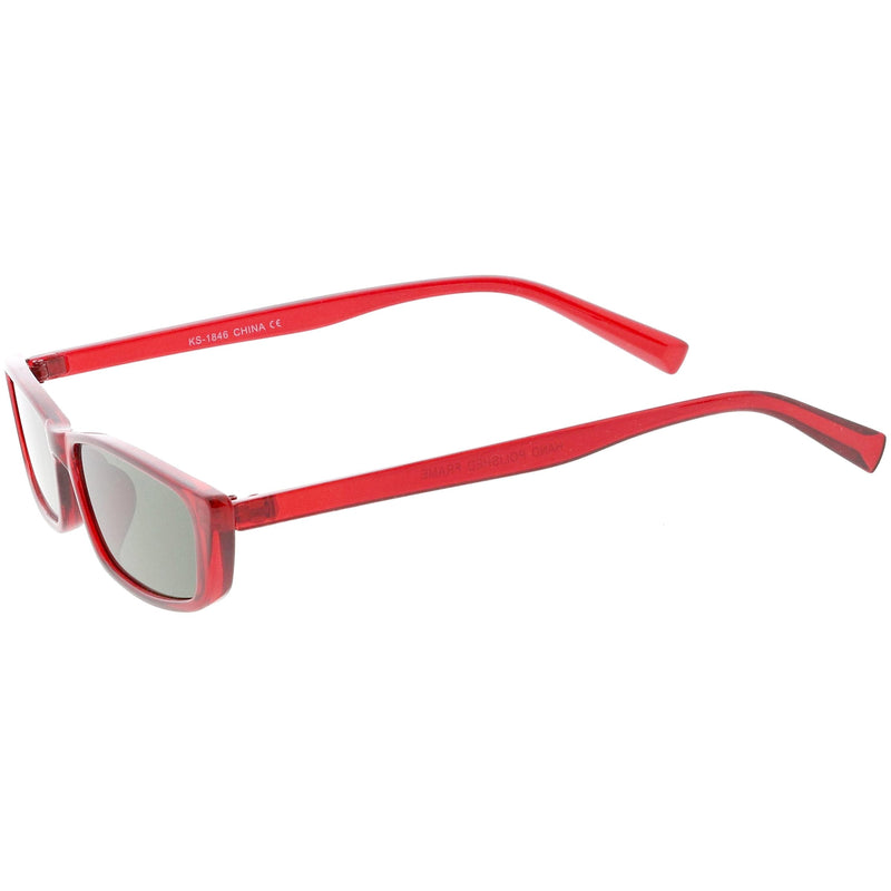 zeroUV Retro Slim Flat Top Narrow 1990's Sunglasses C671 Sunglasses White Smoke Shiny Black Smoke,Matte Black Smoke,Shiny Red Green