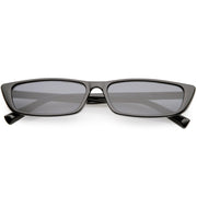 zeroUV Retro Slim Flat Top Narrow 1990's Sunglasses C671 Sunglasses White Smoke Shiny Black Smoke