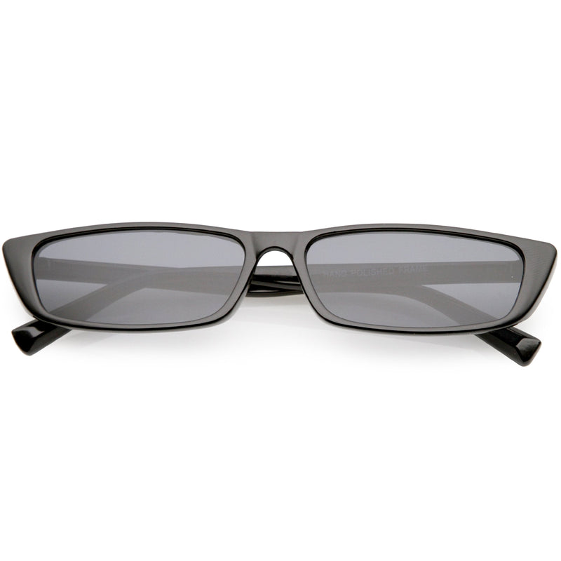 zeroUV Retro Slim Flat Top Narrow 1990's Sunglasses C671 Sunglasses White Smoke Shiny Black Smoke