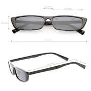 zeroUV Retro Slim Flat Top Narrow 1990's Sunglasses C671 Sunglasses White Smoke Shiny Black Smoke,Matte Black Smoke,Shiny Red Green