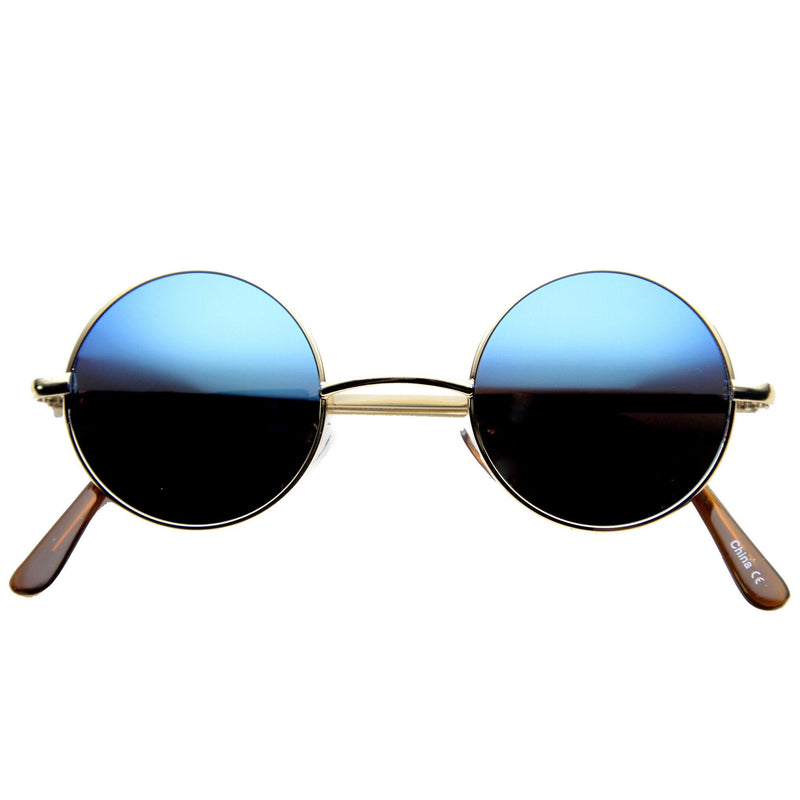 zeroUV Retro Lennon Style Round Circle Metal Mirror Lens Sunglasses 1408 Sunglasses White Smoke Gold Mirror,Silver Yellow,Silver Blue,Silver Red,Gold Midnight,Gold Ice,Gold Fire,Gold Sun,Silver / Silver Mirror