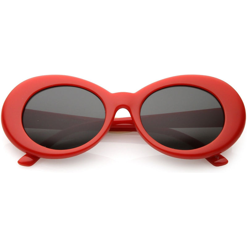 zeroUV Retro 1990's Fashion Oval Clout Goggle Sunglasses 51mm C381 Sunglasses White Smoke Red Smoke