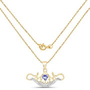 Bids.com 14K Yellow Gold Plated 0.62 Carat Genuine Tanzanite and White Topaz .925 Sterling Silver Pendant Pendants White Smoke
