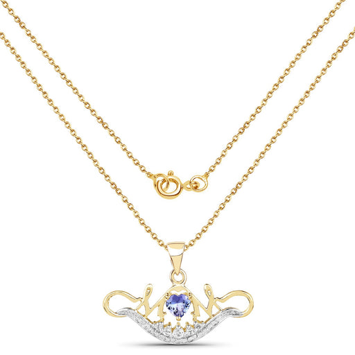 Bids.com 14K Yellow Gold Plated 0.62 Carat Genuine Tanzanite and White Topaz .925 Sterling Silver Pendant Pendants White Smoke