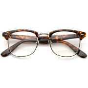 zeroUV Vintage Inspired Classic Horned Rim Half Frame Clear Lens Glasses 2933 Glasses White Smoke Tortoise Gold