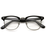 zeroUV Vintage Inspired Classic Horned Rim Half Frame Clear Lens Glasses 2933 Glasses White Smoke Black Silver