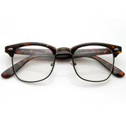zeroUV Vintage Inspired Classic Horned Rim Half Frame Clear Lens Glasses 2933 Glasses White Smoke Tortoise Bronze