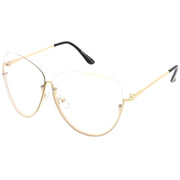 zeroUV Women's Oversize Rimless Clear Lens Glasses C294 Glasses White Smoke Gold Clear