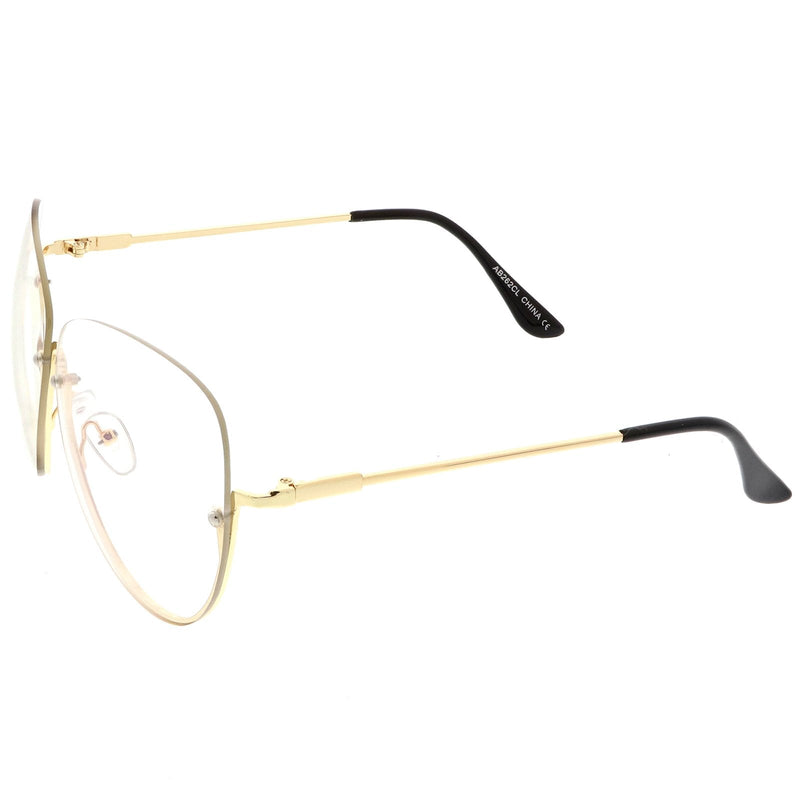 zeroUV Women's Oversize Rimless Clear Lens Glasses C294 Glasses White Smoke Gold Clear