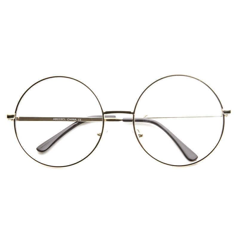 zeroUV 1920's Vintage Era Large Round Metal Clear Lens Glasses 8714 Glasses White Smoke Gold,Black,Black Gold,Black White,Silver