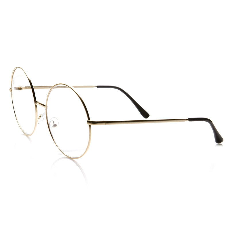 zeroUV 1920's Vintage Era Large Round Metal Clear Lens Glasses 8714 Glasses White Smoke Gold,Black,Black Gold,Black White,Silver