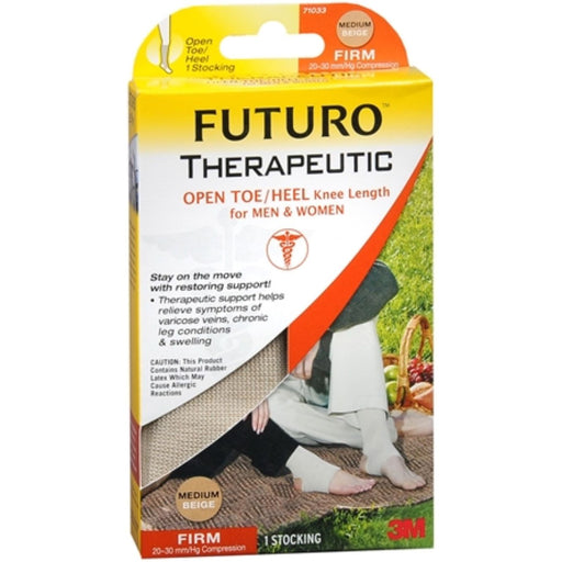 Futuro Futuro Open Toe/Heel Therapeutic Knee Length Stocking, Medium Beige, Firm Health & Beauty White Smoke