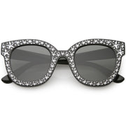 zeroUV Oversize Novelty Star Embellished Horned Rim Sunglasses C683 Sunglasses Dim Gray Black Smoke