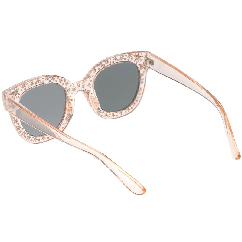 zeroUV Oversize Novelty Star Embellished Horned Rim Sunglasses C683 Sunglasses White Smoke Black Smoke,Pink Smoke,Clear Smoke,Tortoise Brown