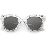 zeroUV Oversize Novelty Star Embellished Horned Rim Sunglasses C683 Sunglasses White Smoke Clear Smoke
