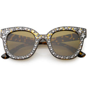 zeroUV Oversize Novelty Star Embellished Horned Rim Sunglasses C683 Sunglasses White Smoke Tortoise Brown