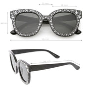 zeroUV Oversize Novelty Star Embellished Horned Rim Sunglasses C683 Sunglasses White Smoke Black Smoke,Pink Smoke,Clear Smoke,Tortoise Brown