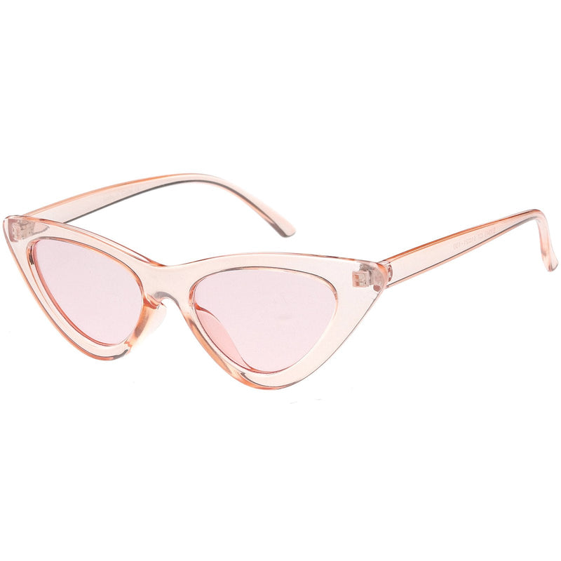 zeroUV Women's Retro 1990's Narrow Flat Color Tone Lens Cat Eye Sunglasses C524 Sunglasses White Smoke Pink Pink,Yellow Blue,Clear Purple,Clear Red,Blue Blue,Red Pink,Clear Yellow,Peach Pink Pink