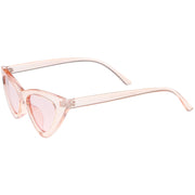 zeroUV Women's Retro 1990's Narrow Flat Color Tone Lens Cat Eye Sunglasses C524 Sunglasses White Smoke Pink Pink,Yellow Blue,Clear Purple,Clear Red,Blue Blue,Red Pink,Clear Yellow,Peach Pink Pink