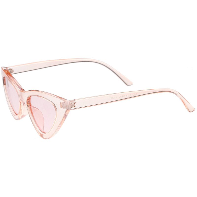 zeroUV Women's Retro 1990's Narrow Flat Color Tone Lens Cat Eye Sunglasses C524 Sunglasses White Smoke Pink Pink,Yellow Blue,Clear Purple,Clear Red,Blue Blue,Red Pink,Clear Yellow,Peach Pink Pink