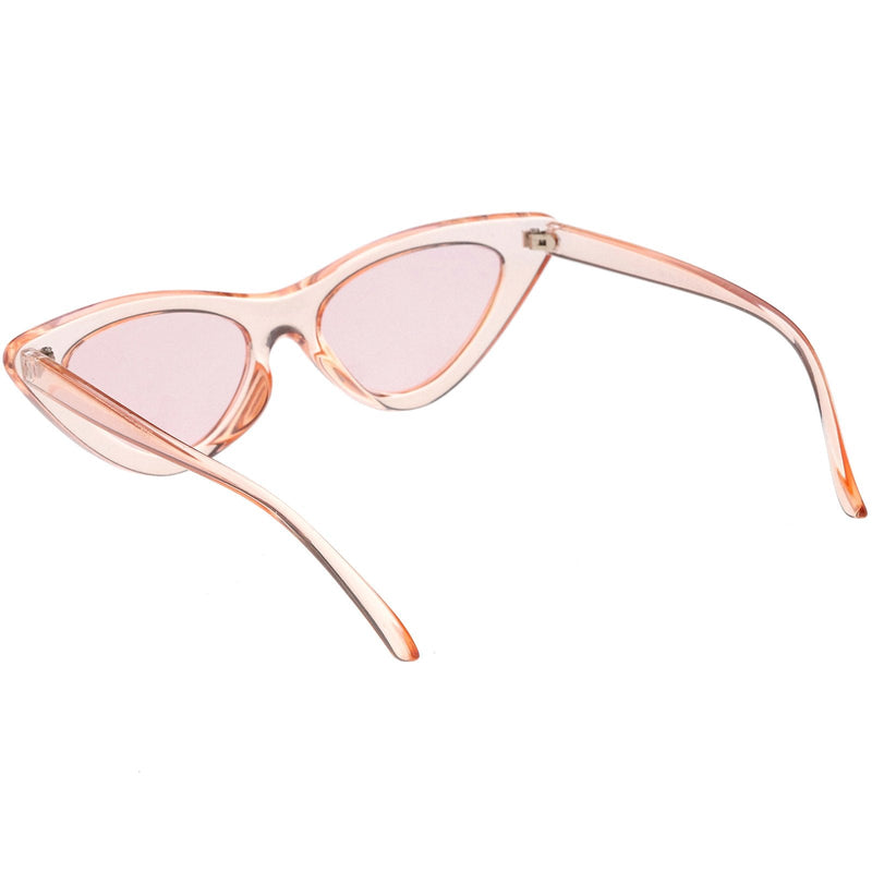 zeroUV Women's Retro 1990's Narrow Flat Color Tone Lens Cat Eye Sunglasses C524 Sunglasses White Smoke Pink Pink,Yellow Blue,Clear Purple,Clear Red,Blue Blue,Red Pink,Clear Yellow,Peach Pink Pink