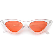 zeroUV Women's Retro 1990's Narrow Flat Color Tone Lens Cat Eye Sunglasses C524 Sunglasses White Smoke Clear Red