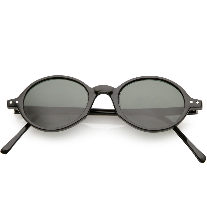 zeroUV European True Vintage Round Oval Dapper Sunglasses C659 Sunglasses White Smoke Black Smoke