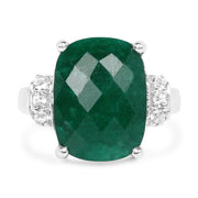 Bids.com 8.50 Carat Dyed Emerald and White Topaz .925 Sterling Silver Ring Rings White Smoke size 6.00,size 10.00,size 7.00,size 8.00,size 9.00,size 5.00
