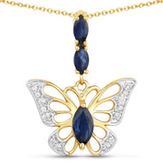 Bids.com 0.92 Carat Genuine Blue Sapphire and White Zircon .925 Sterling Silver Pendant Pendants White Smoke