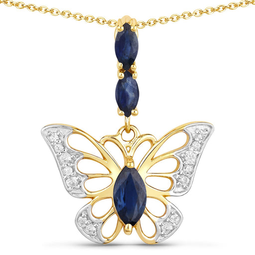 Bids.com 0.92 Carat Genuine Blue Sapphire and White Zircon .925 Sterling Silver Pendant Pendants White Smoke