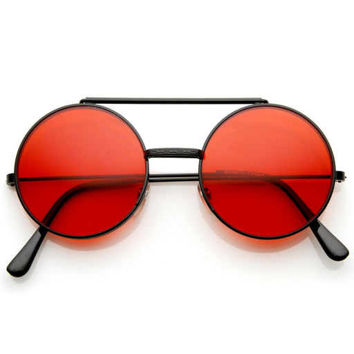 zeroUV Steampunk Vintage Circle Round Flip Up Vintage Sunglasses 8793 Sunglasses White Smoke Black Red,Gold Purple,Silver Orange,Silver Blue,Gold Green,Gunmetal Purple,Gold Red,Gold Blue,Gold Pink