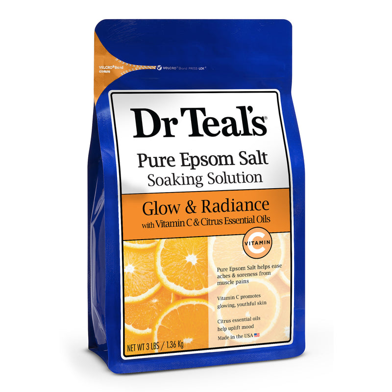 Dr Teal's Dr Teal's Pure Epsom Salt, Glow & Radiance, Vitamin C & Citrus Essential Oils 3 Lb Bath & Body White Smoke