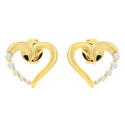 Bids.com 14K Yellow Gold 1/8 Cttw Diamond Journey Heart Hoop Earrings (K-L Color, I1-I2 Clarity) Earrings White Smoke Yellow.Gold / 0.119