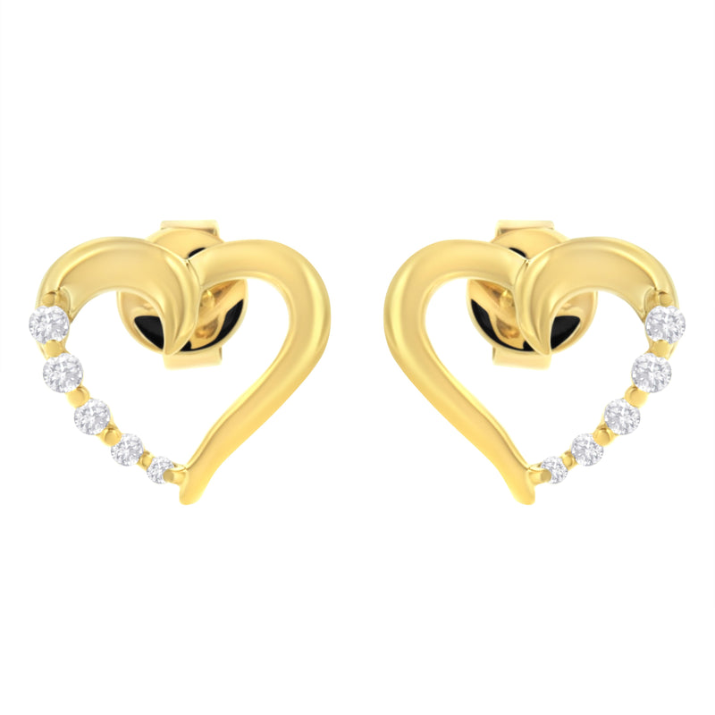 Bids.com 14K Yellow Gold 1/8 Cttw Diamond Journey Heart Hoop Earrings (K-L Color, I1-I2 Clarity) Earrings White Smoke Yellow.Gold / 0.119