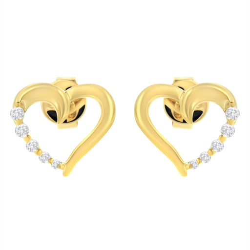 Bids.com 14K Yellow Gold 1/8 Cttw Diamond Journey Heart Hoop Earrings (K-L Color, I1-I2 Clarity) Earrings White Smoke Yellow.Gold / 0.119