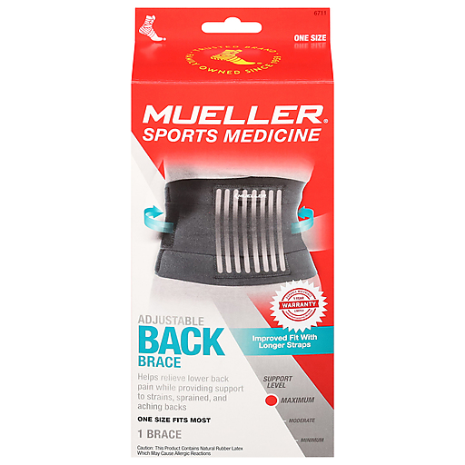 Mueller Mueller Sport Care Adjustable Back Brace - Maximum Support One Size Supports & Braces Tomato