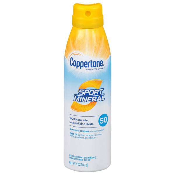 Coppertone Coppertone Sport Mineral Broad Spectrum Spf 50 Sunscreen Spray 5 Oz Sunscreen Light Gray