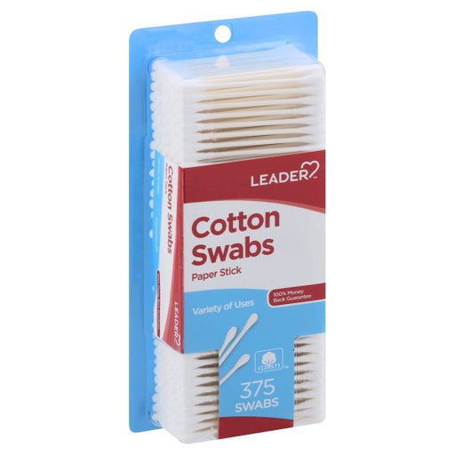 Leader Leader Cotton Swabs with Flexible Paper Sticks, 375 ct Cotton Swabs Light Gray