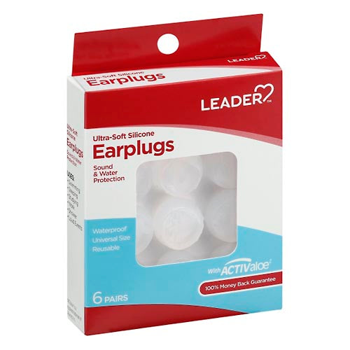 Leader Leader Earplugs Ultra Soft Silicone 6 Pr Ear Care White Smoke