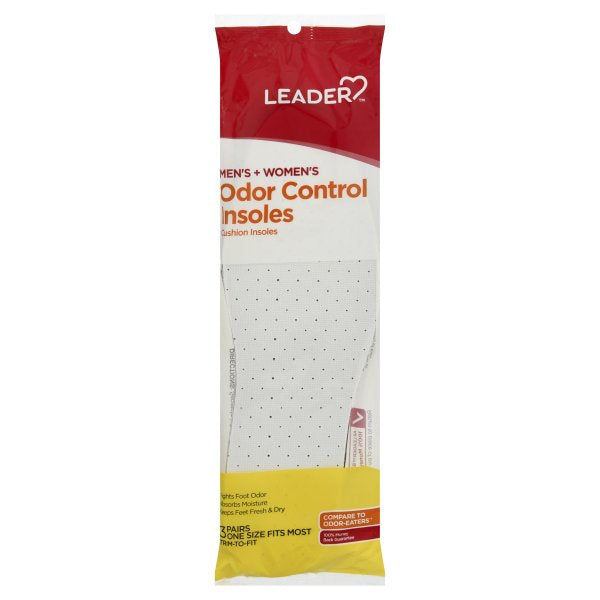 Leader Leader (Tm)  Men's+Women's  Odor Control Cushion Insoles 3 Pair Insoles & Inserts Light Gray