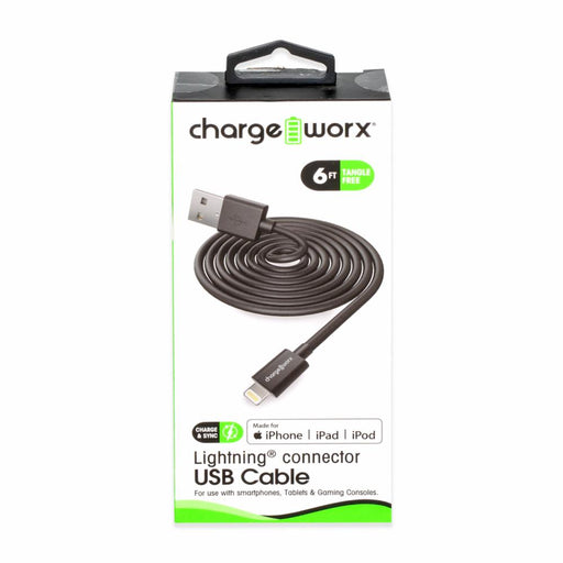 Chargeworx Chargeworx 6ft Lightning to USB Cable - Black, 1 ct Cables White Smoke
