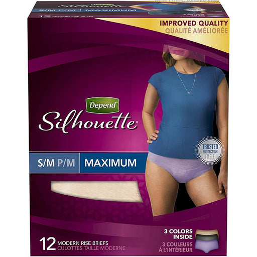 Depend Depend Silhouette For Women Briefs Maximum Absorbency S/M Personal Care Dark Red