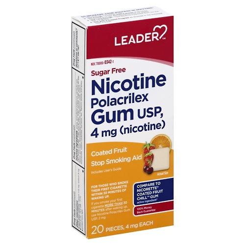 Leader Leader Nicotine Gum Stop Smoking Aid Sugar Iced Mint Flavor 4 Mg Ea Nicotine Gum White Smoke